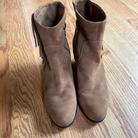 Sam Edelman Boots Women’s 6.5 Leather Suede Fringe Louie Side Zip Western - Picture 4 of 12